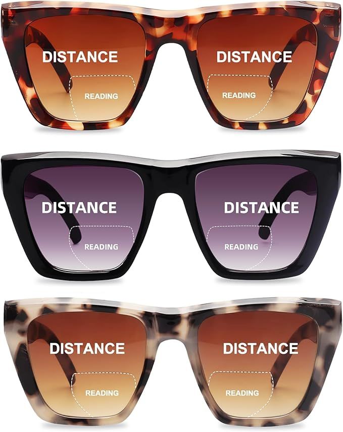 LADEESSE Bifocal Sunglasses For Women Oversized Retro Reading Sunglasses 3 Pack UV400 Sun Readers... | Amazon (US)