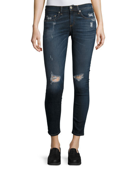 rag & bone/JEAN Capri Denim Jeans W/ Rips | Neiman Marcus