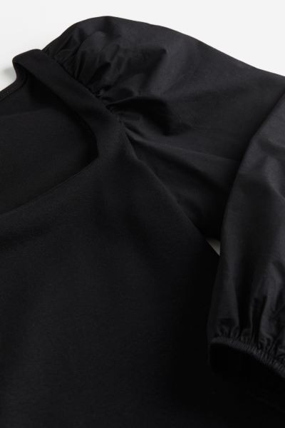 Puff-sleeved Top - Black - Ladies | H&M US | H&M (US + CA)