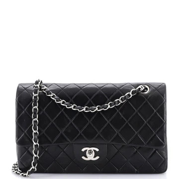 Chanel Vintage Classic Double Flap Bag Quilted Lambskin Medium Black 3981212 | Rebag