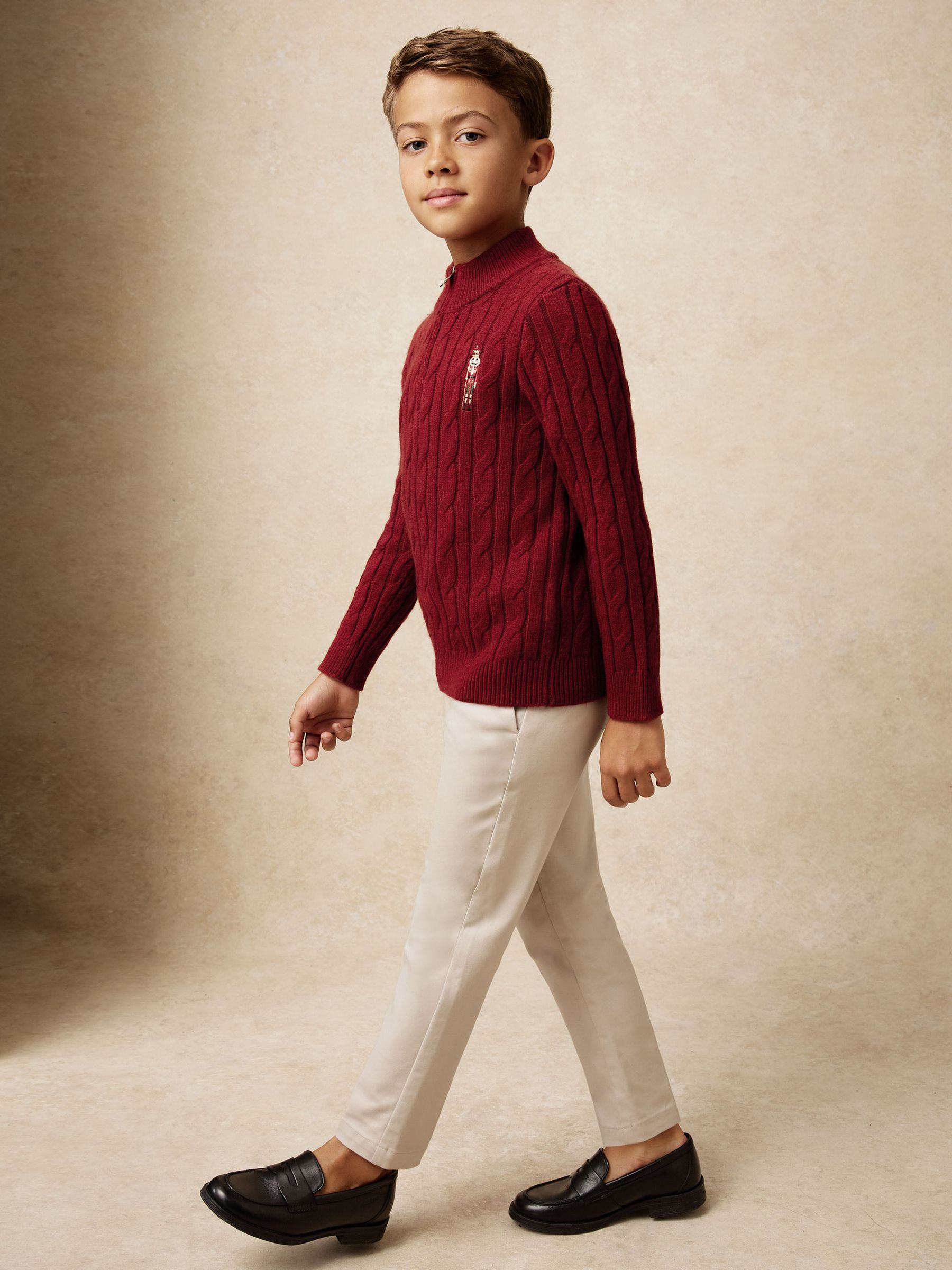 Wool-Blend Half-Zip Nutcracker Jumper in Dark Red | Reiss US