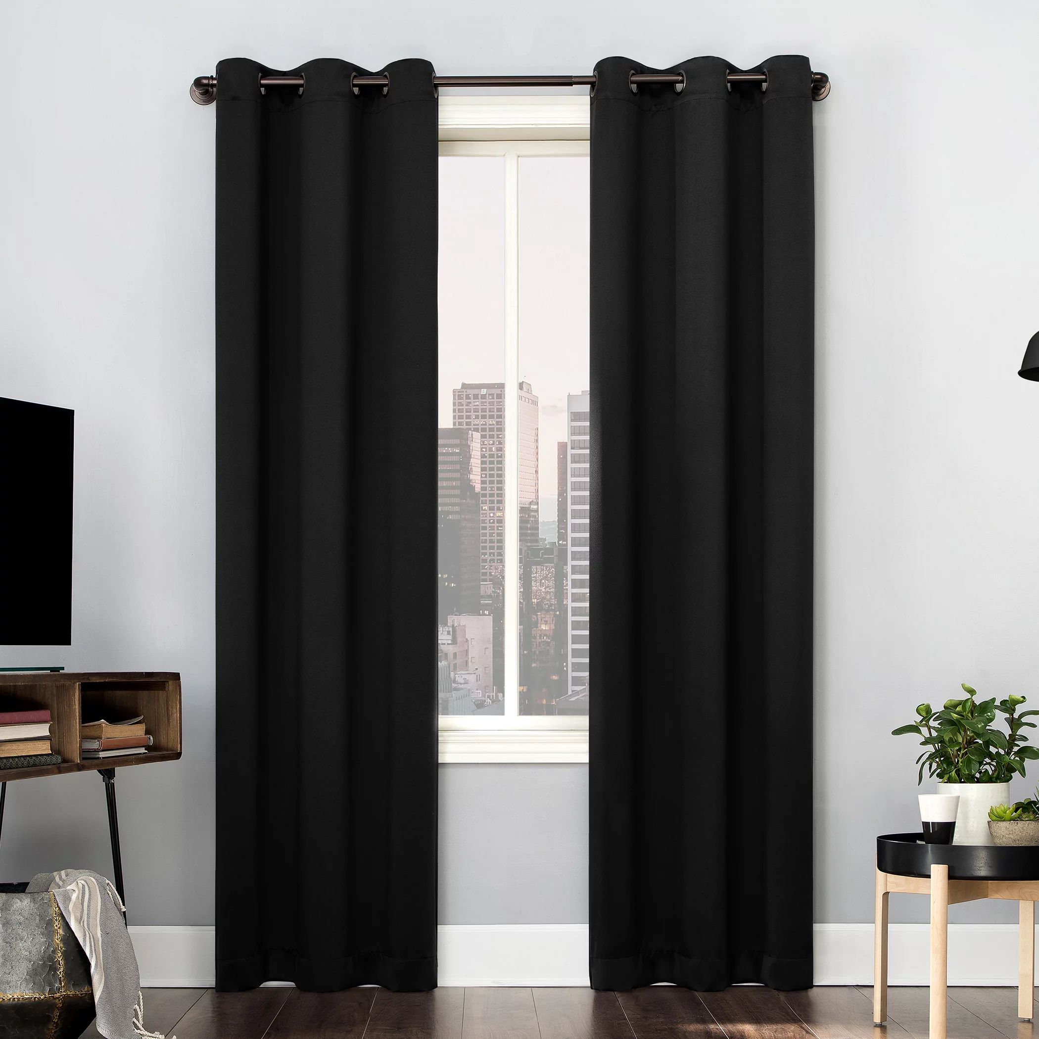 Sun Zero Avery Total 100% Blackout Grommet Curtain Panel in Black, 40" x 84", Black | Walmart (US)
