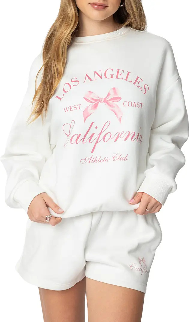 EDIKTED Cali Bow Graphic Sweatshirt | Nordstrom | Nordstrom