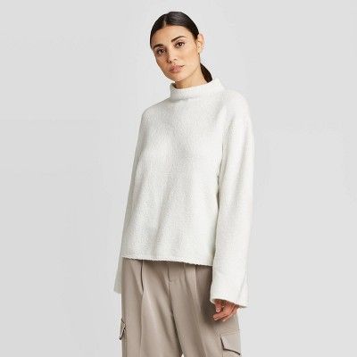 Women's High Neck Pullover Sweater - Prologue™ White | Target