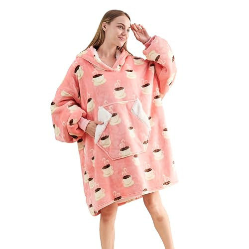 Ramees Wearable Blanket Hoodie, Oversized Sherpa Fleece Sweatshirt Blanket with Sleeves and Pockets (Coffee) | Amazon (US)