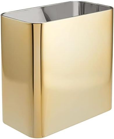 Amazon.com: mDesign Small Metal 2.4 Gallon Trash Can Wastebasket Garbage Bin for Bathroom - Mini ... | Amazon (US)