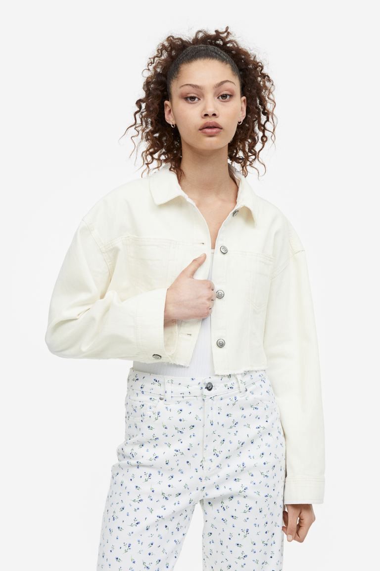 Twill Crop Jacket - Cream - Ladies | H&M US | H&M (US + CA)