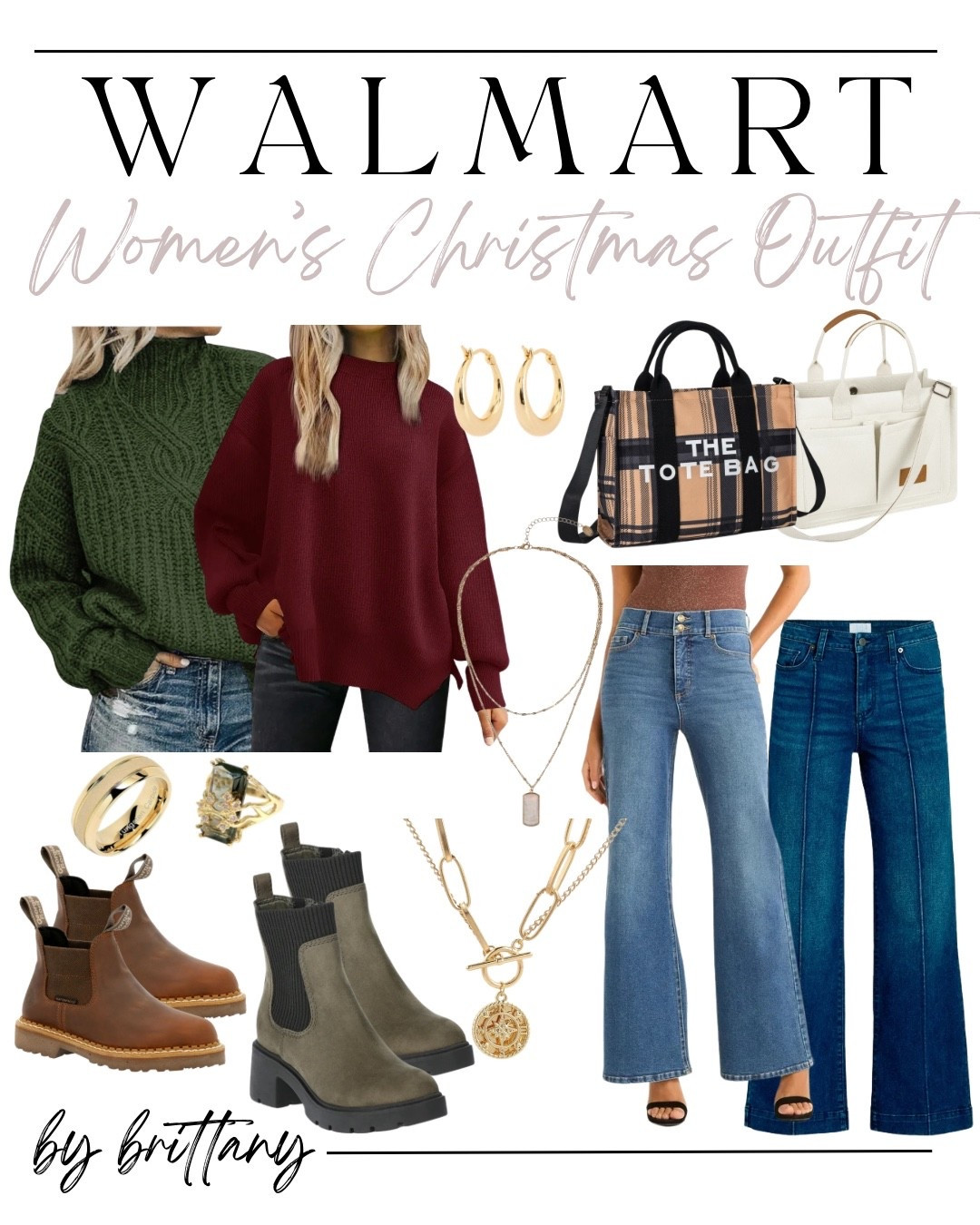 Holiday outfits don’t have to be expensive to look elevated ✨ Loving these Walmart finds—cozy knits, flattering denim, and neutral accessories that work for all the Christmas plans 🎄🤍

#LTKHoliday #LTKOver40 #LTKGiftGuide