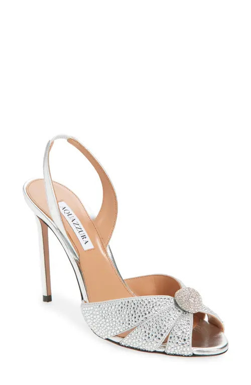 Aquazzura Flirt Slingback Sandal in Silver at Nordstrom, Size 8Us | Nordstrom
