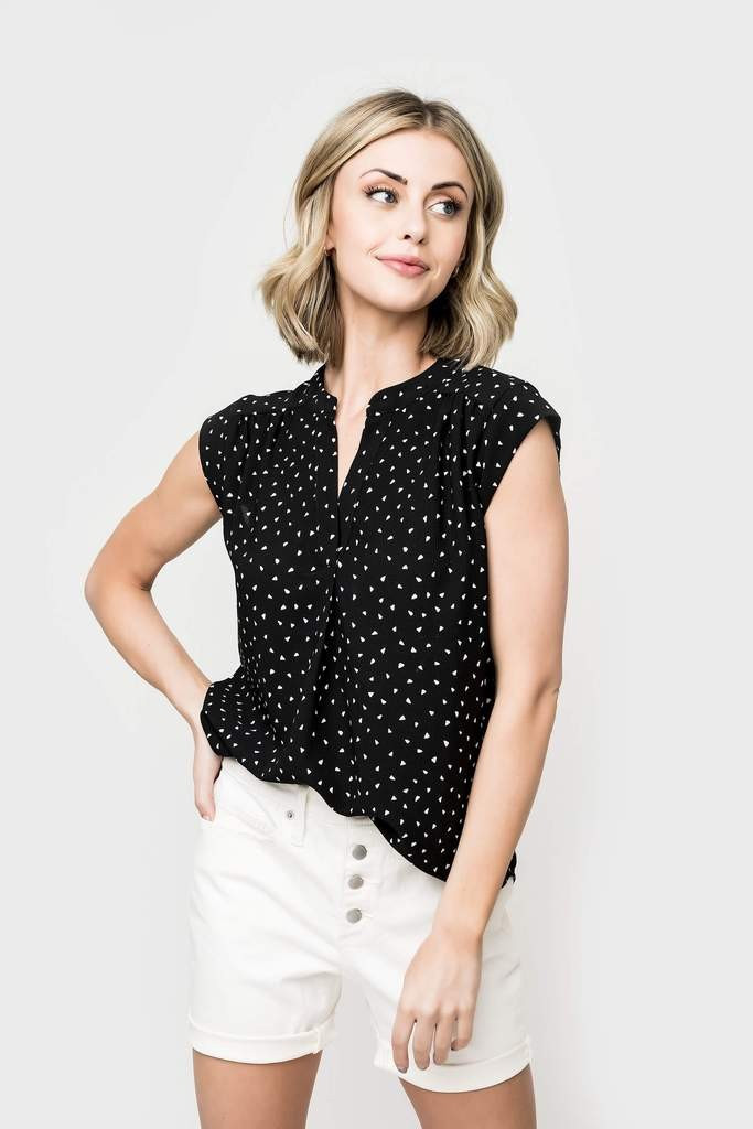 Notch Neck Cap Sleeve Top | Gibson