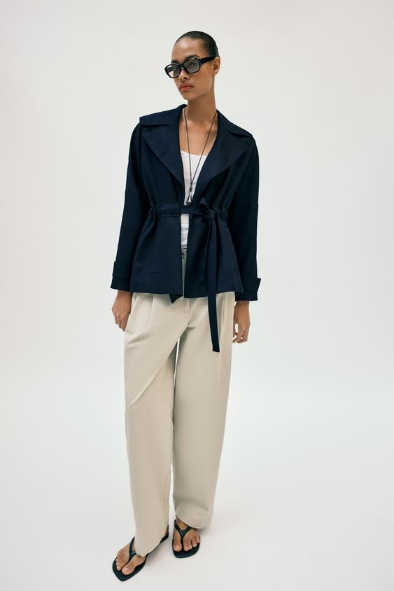 LINEN BLEND BELTED TRENCH JACKET | Zara US