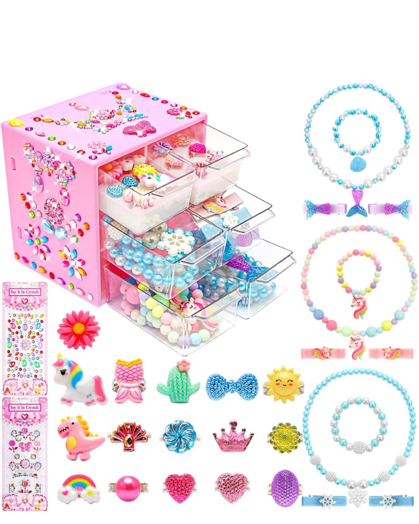 Jewelry Toys-for-Girls,Toddler Girls Toys Age 6-8,Lovely Rings Kids-Toys for 3 4 5 6 7 8 9 10 Year Old Girls,Arts and Crafts Princess Toys for Dress Up,Christmas Birthday Unicorns-Gifts-for-Girls

#LTKkids #LTKsalealert #LTKGiftGuide