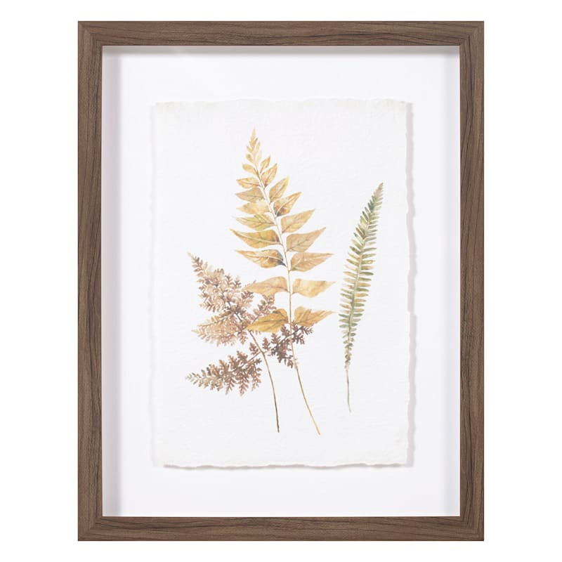 Glass Framed Leaf Print Wall Art, 11x14 | At Home