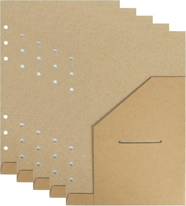 Koqye 5 Pcs Kraft Paper Binder Pockets for A5 6-Ring Planners, 5.6" x 8.3" | Amazon (US)