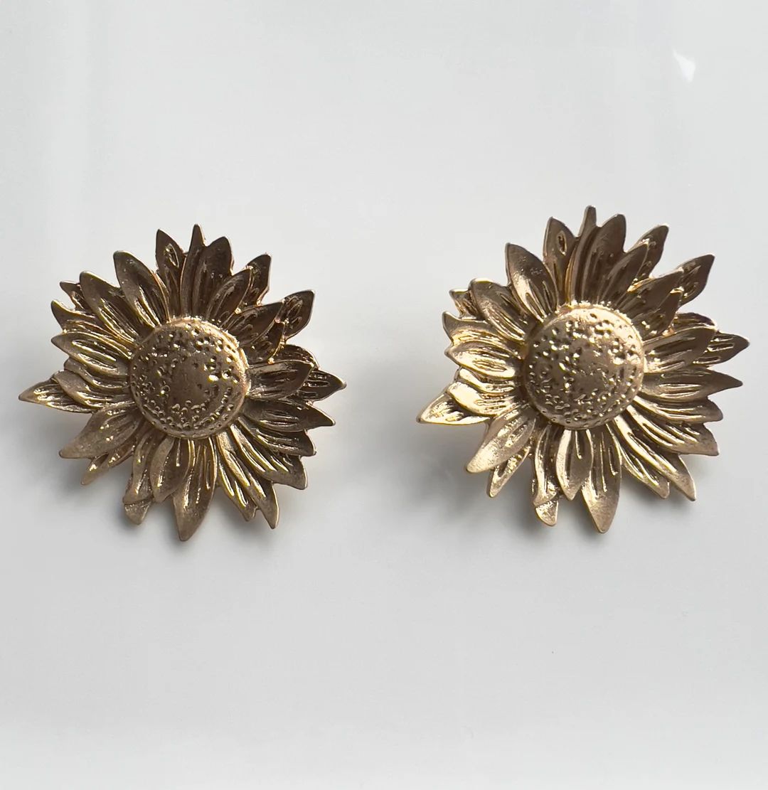 Marigold Large Statement Sunflower Earrings Flower Earrings Gifts for Her - Etsy UK | Etsy (UK)