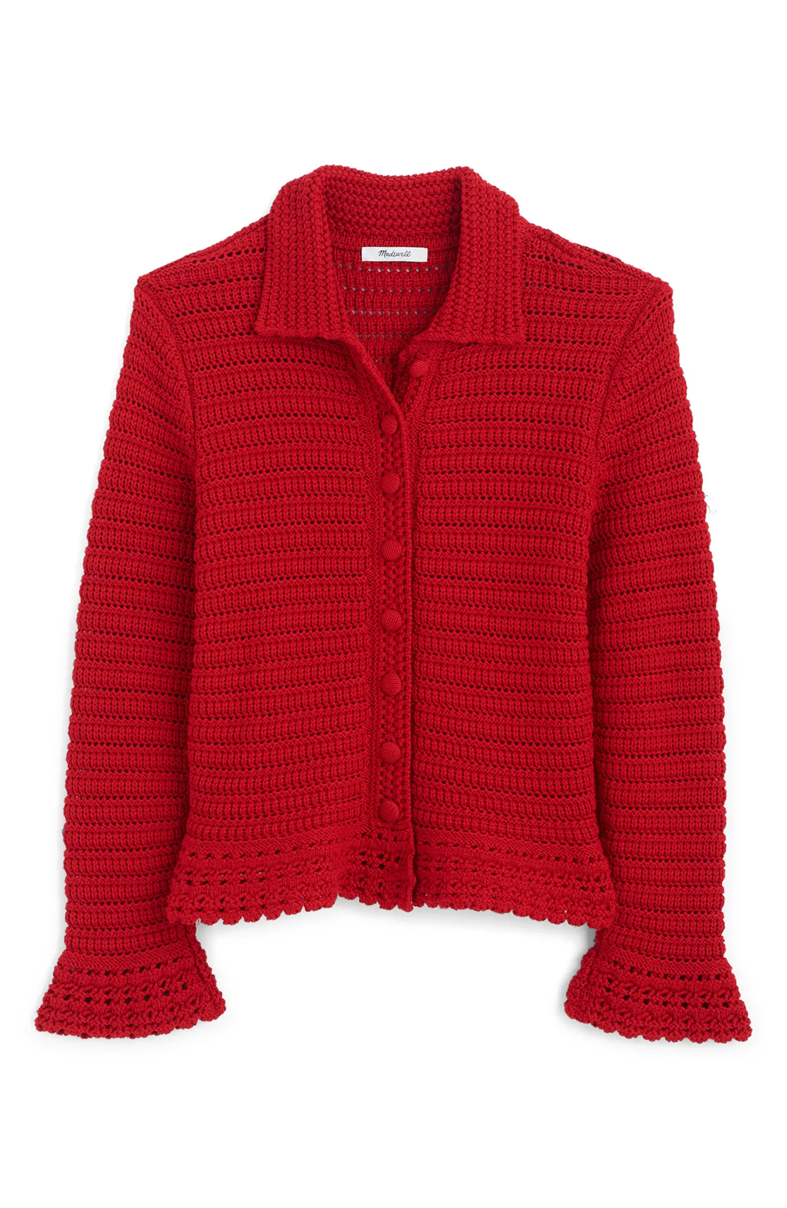 Pointelle Knit Peplum Cotton Cardigan | Nordstrom