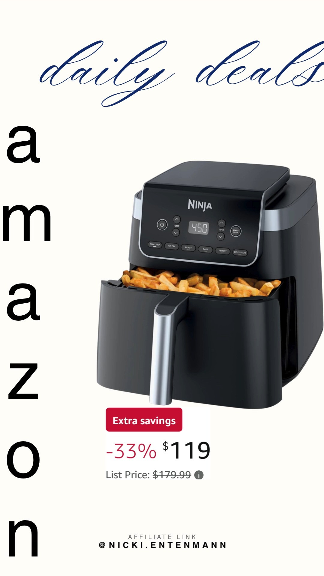 Crispy cravings meet convenience with the Ninja XL Air Fryer featuring MaxCrisp technology. Cook faster, enjoy healthier bites, and keep flavor at its peak every single time. 🍟🔥✨  

#NinjaAirFryer #MaxCrisp #kitchenappliances #homecooking #healthyrecipes #airfryerrecipes #cookathome #easymeals #foodie #kitchenessentials 

 #LTKfoodie #LTKHome #LTKSaleAlert