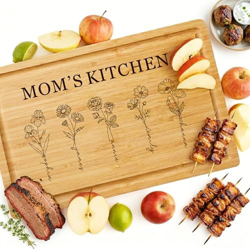 Personalized Mothers Day Gifts for Mom Grandma Custom Cutting Board with Names Mothers Day Birthday Christmas Gift for Women Customized Mom's Kitchen Charcuterie Board | Amazon (US)