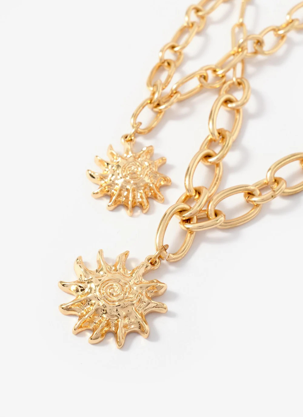 Gold Tone Double Layered Sun Necklace | Mint Velvet