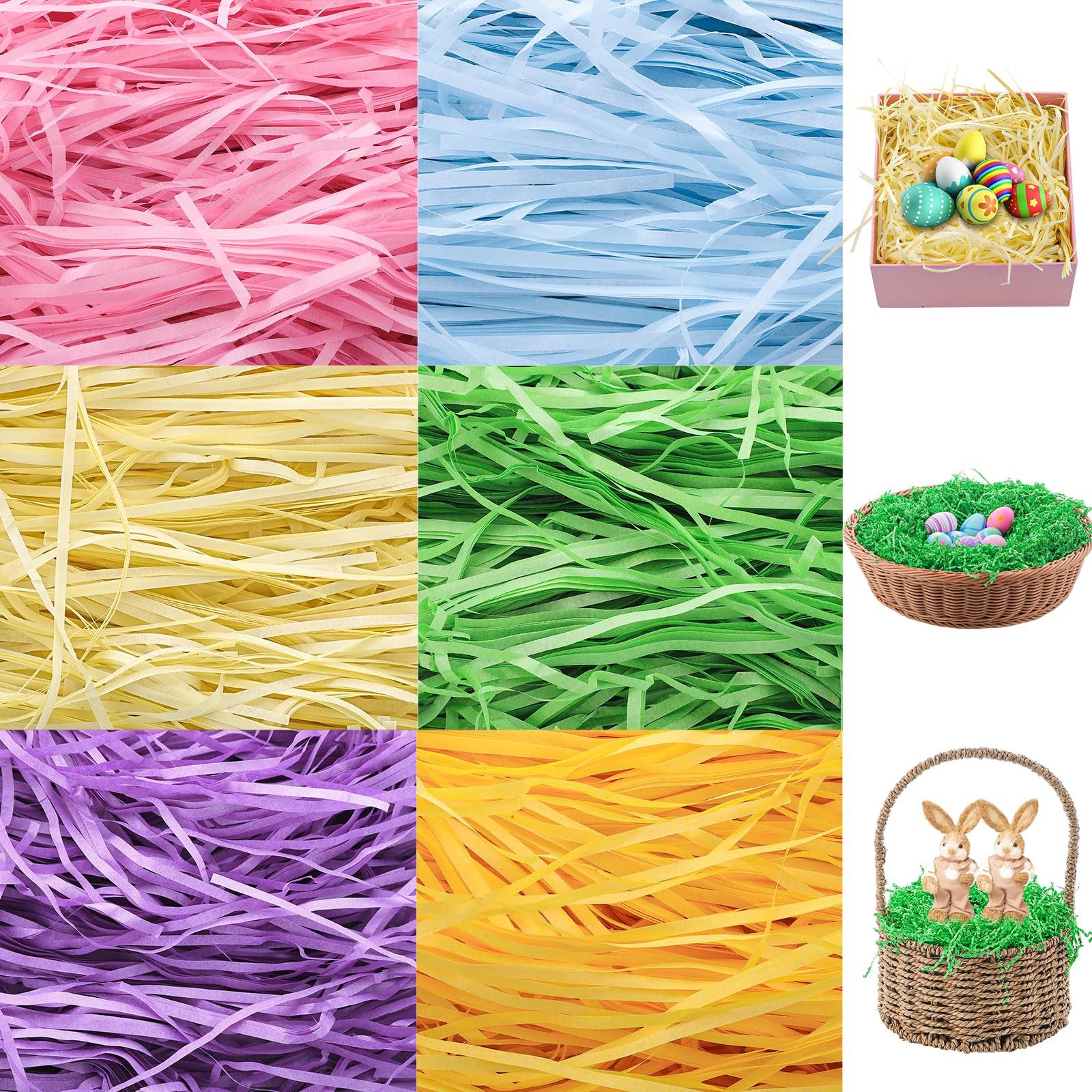 Easter Grass Basket Filler 10.6 oz (300g), 6 Colors Crinkle Paper Shredded Paper for Gift Baskets... | Amazon (US)