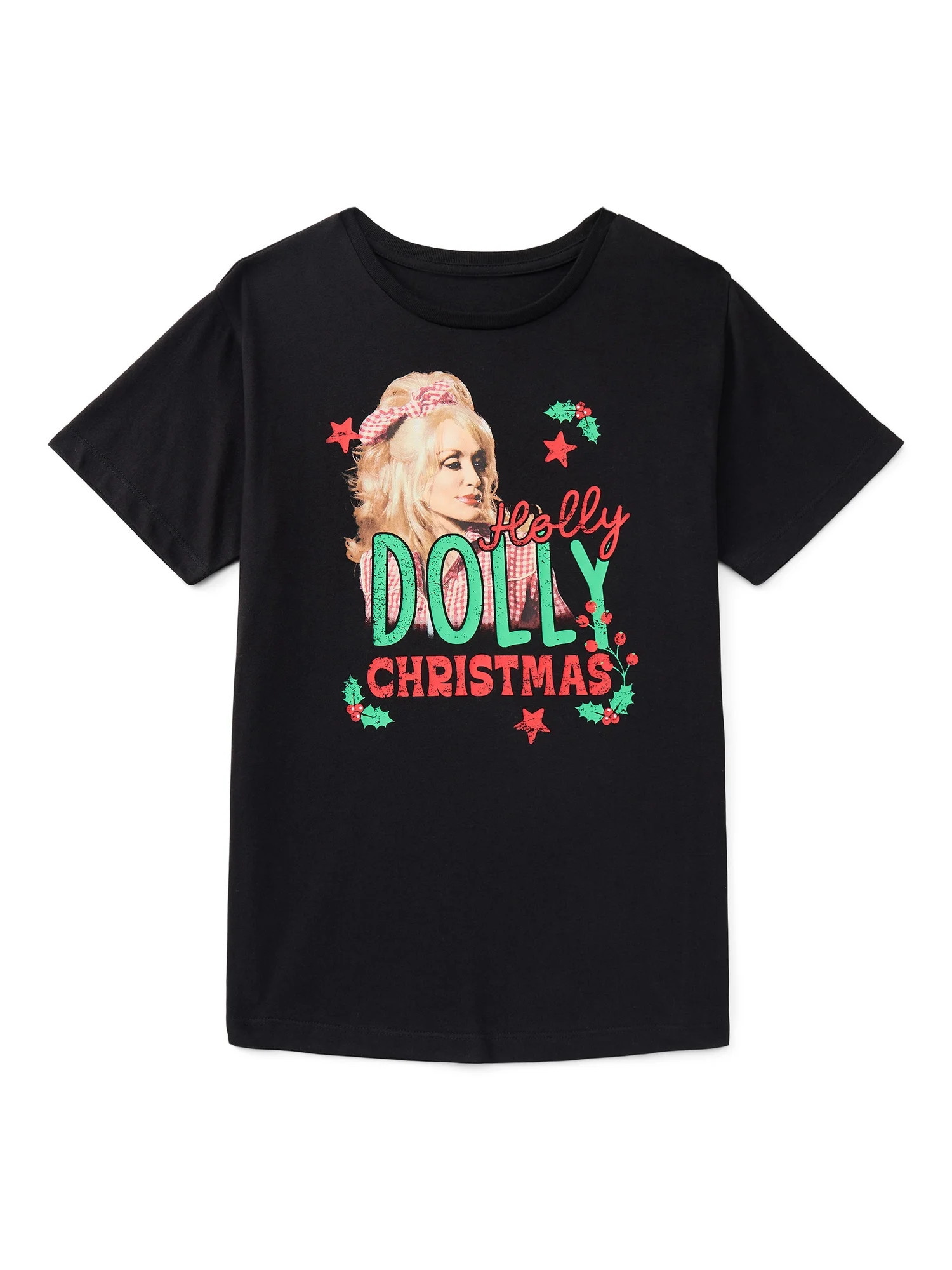Wonder Nation Girls Holly Dolly Christmas Graphic Tee, Sizes 4-18 | Walmart (US)