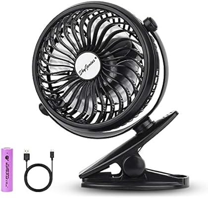 SkyGenius Battery Operated Clip on Mini Desk Fan, Black | Amazon (US)