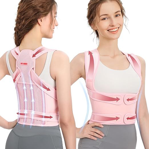 Fit Geno Back Brace Posture Corrector for Women: Shoulder Straightener Adjustable Full Back Suppo... | Amazon (US)