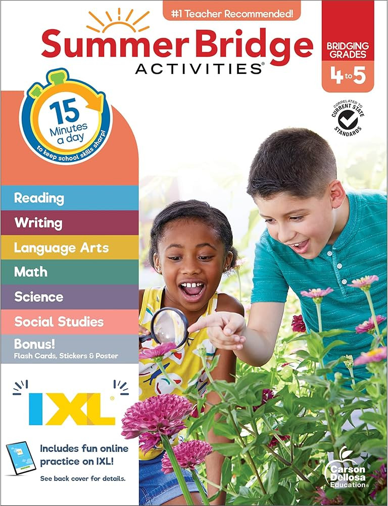Summer Bridge Activities 4th to 5th Grade Workbooks All Subjects, Math, Language Arts, Reading Co... | Amazon (US)