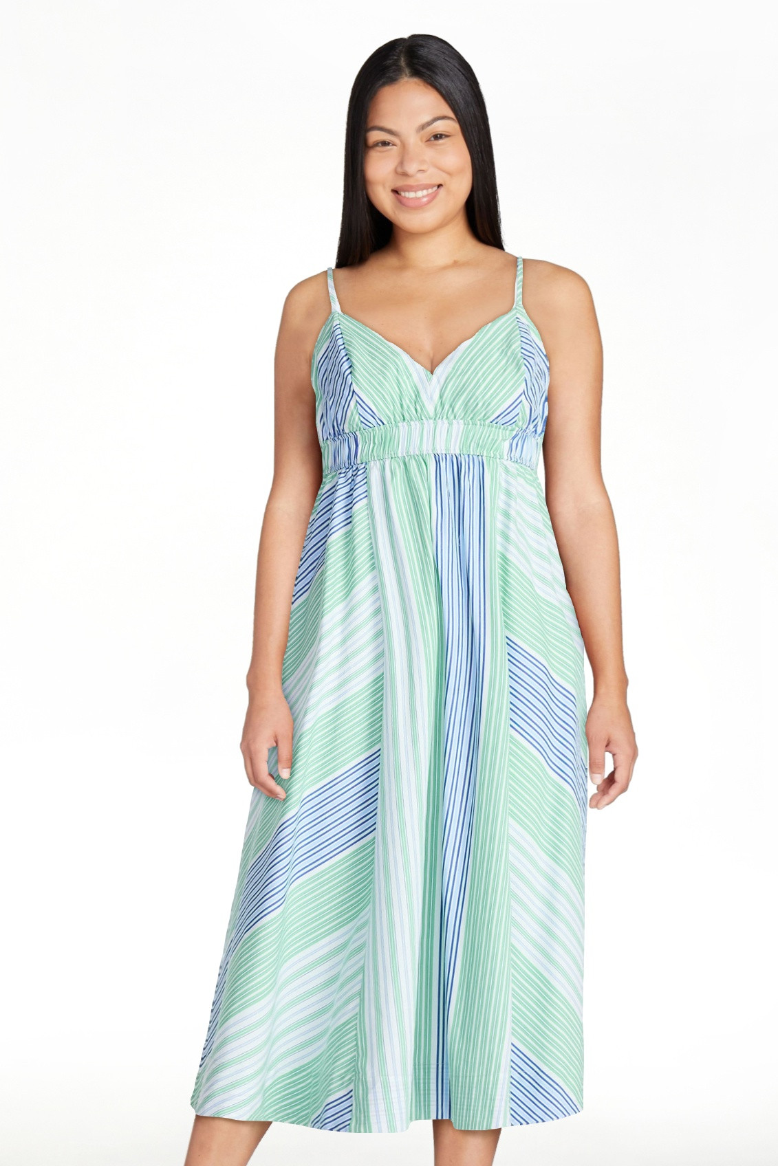 Free Assembly Women's and Women's Plus Striped Cotton Maxi Dress, with Cut Out Back, Sizes XS-4X | Walmart (US)