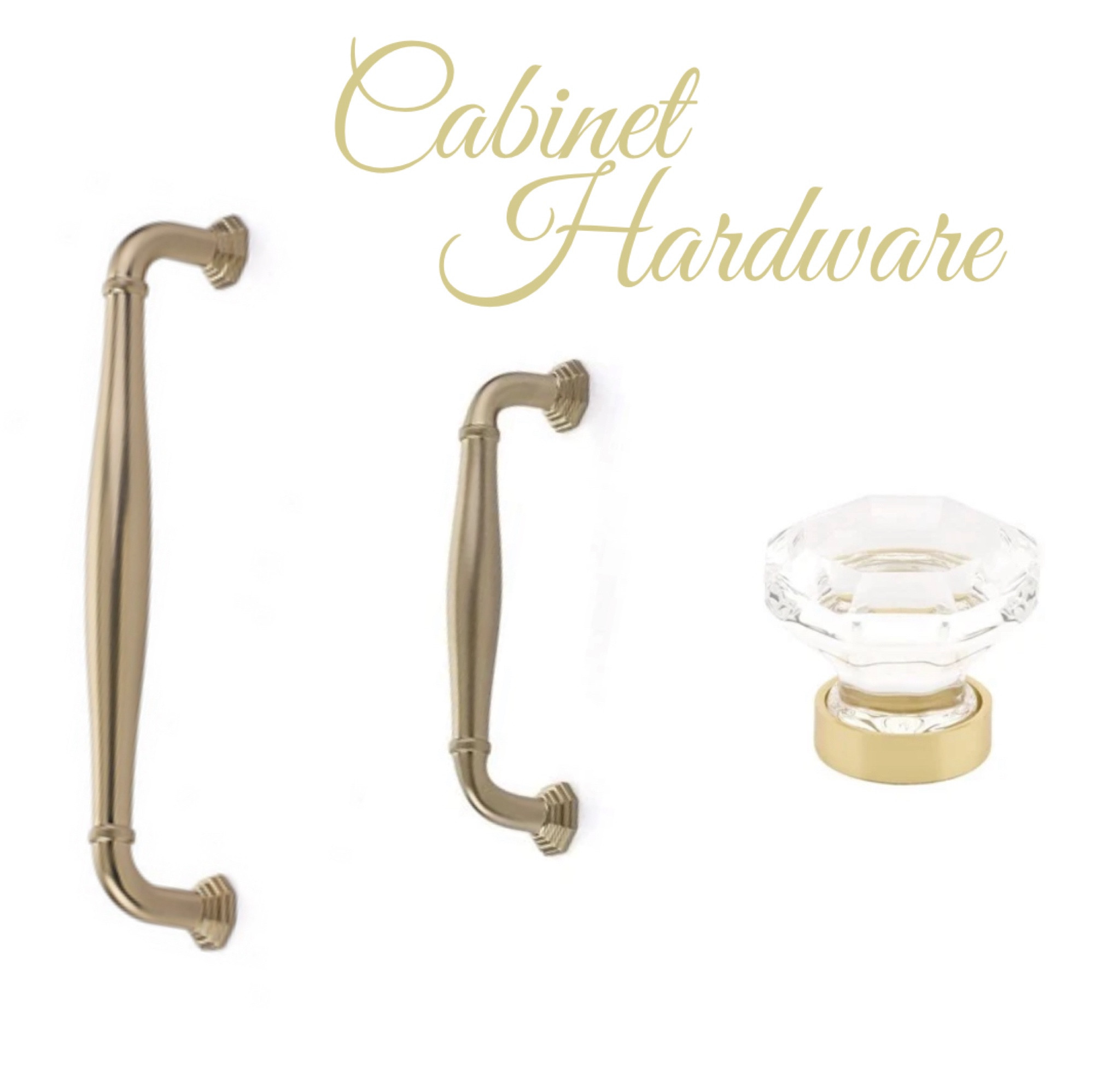 Cabinet hardware in brass and gold tones, crystal knobs, cabinet pulls


#LTKhome