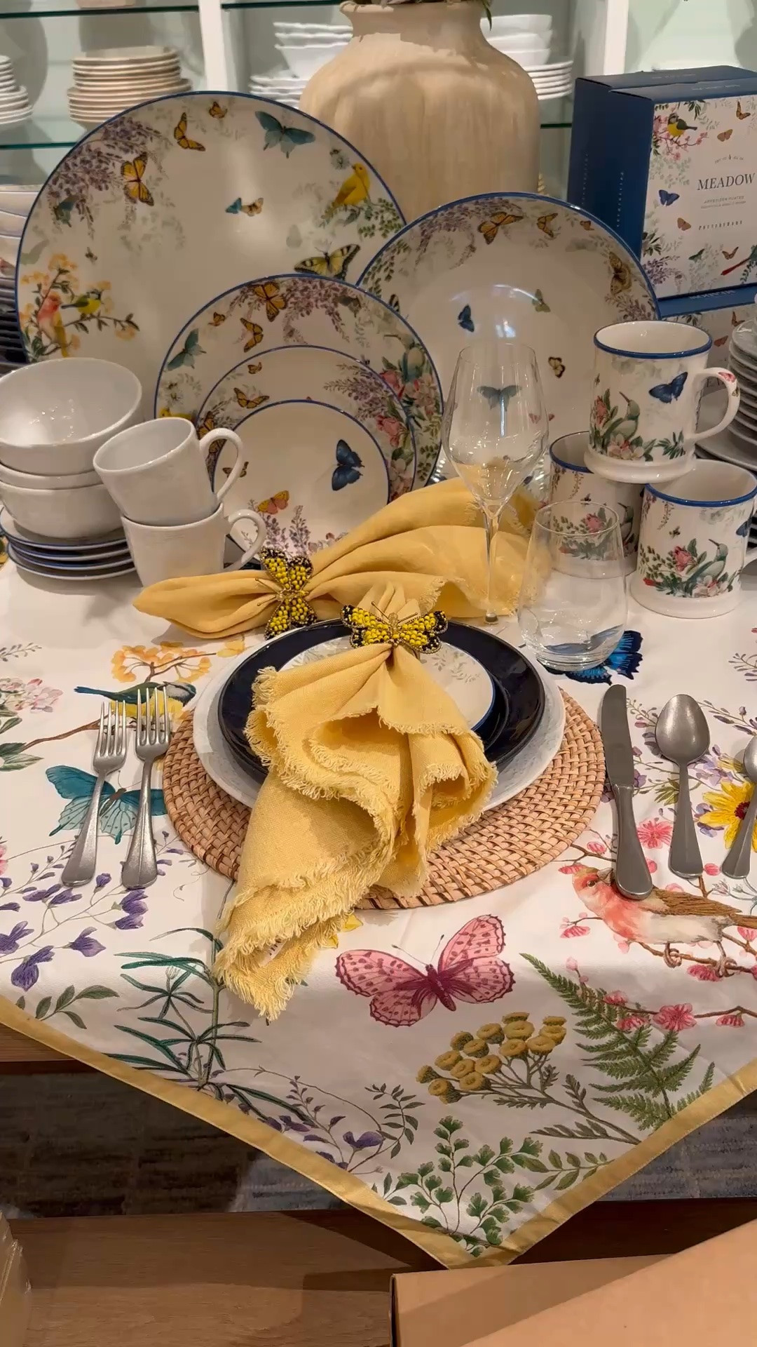 Sunny, happy butterfly decor, place setting, tabletop decor