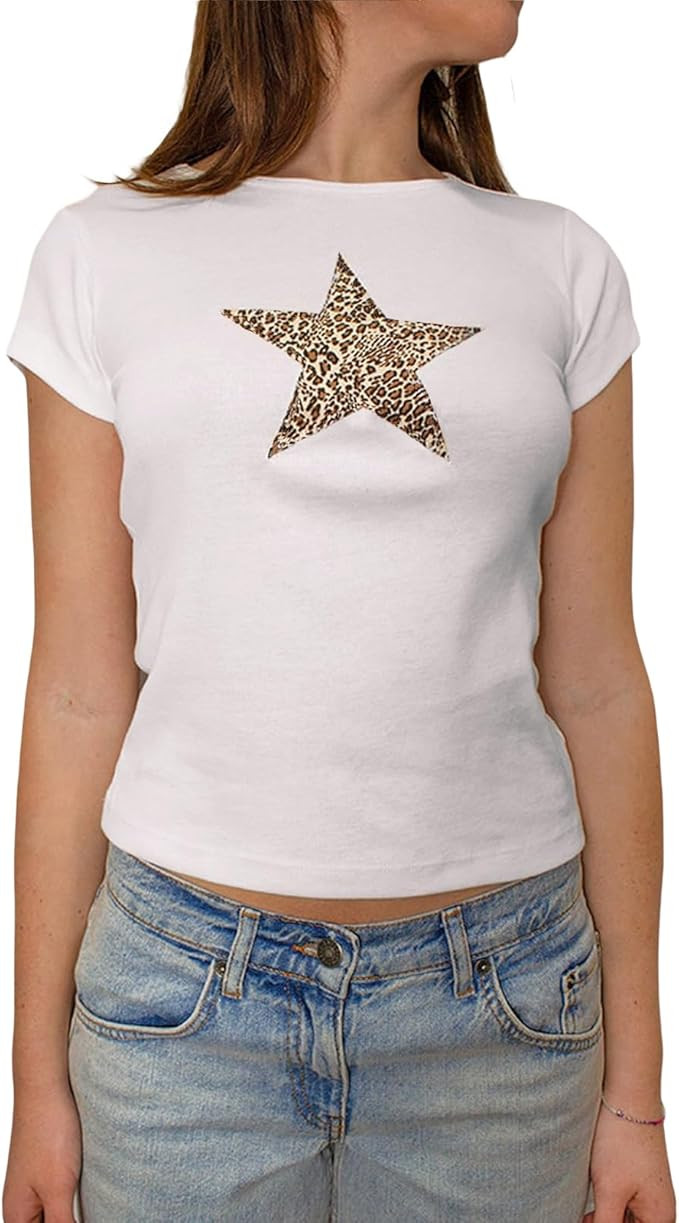Women Short Sleeve T-Shirts Disco Ball Print Round Neck Shirts Summer Casual Slim Fit Tops Street... | Amazon (US)