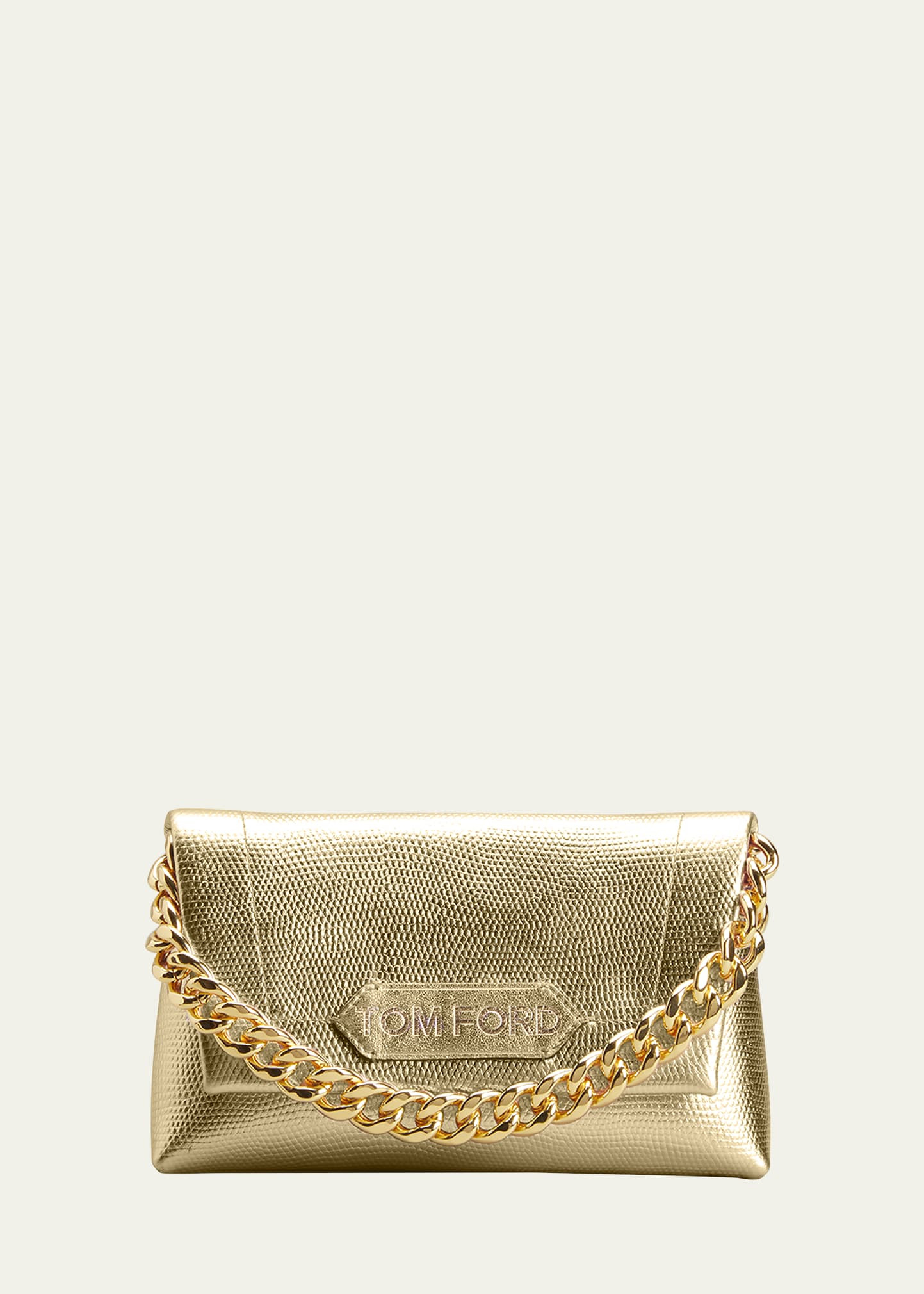 TOM FORD Label Mini Lizard-Print Chain Clutch Bag | Bergdorf Goodman