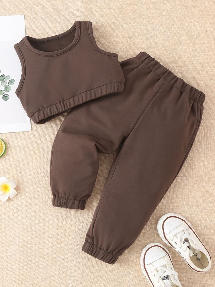 Baby Girl Solid Tank Top & Sweatpants | SHEIN