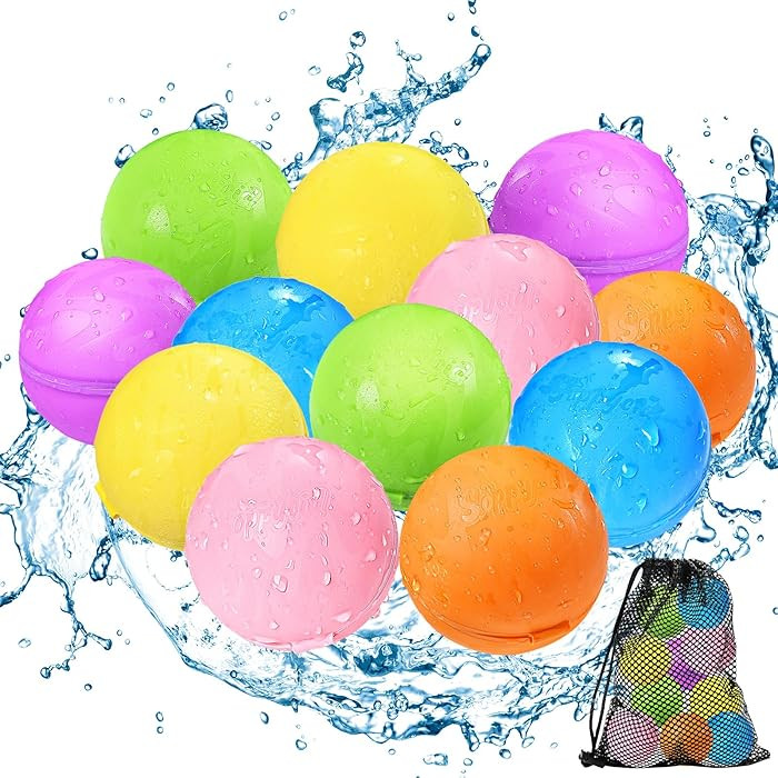 12Pcs Reusable Water Bomb balloons, Summer Toy Water Toy for Boys and Girls, Pool Beach Toys for ... | Amazon (US)