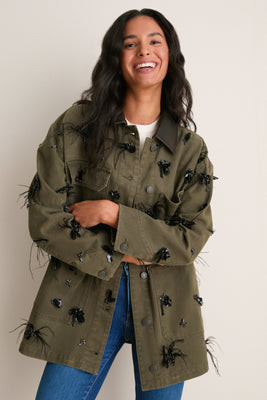 Dark Olive Embellished Larz Chore Jacket | Tuckernuck (US)