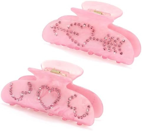 Vovii 2Pcs Pink Heart Hair Claw Clips for Women Valentine’s Day Gifts, Cute Red Heart Rhineston... | Amazon (US)