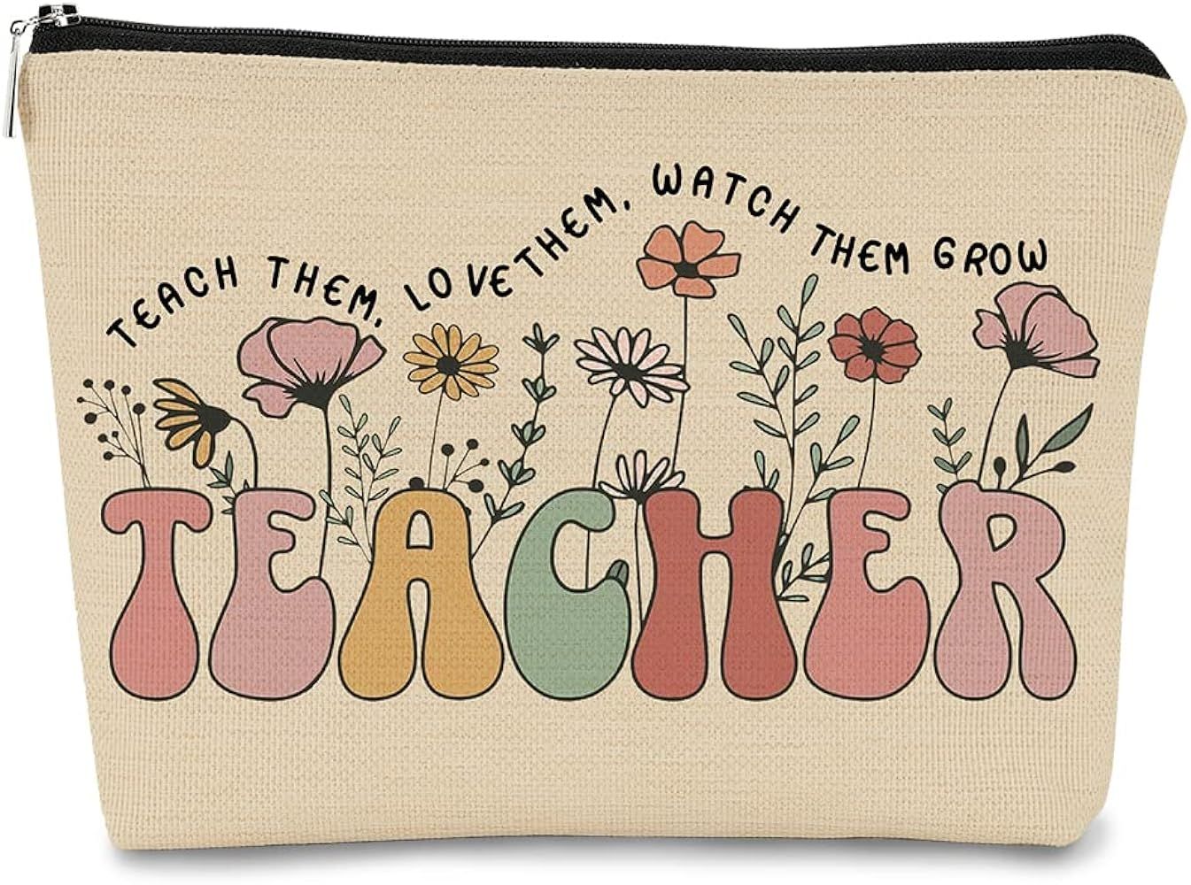 BARPERY Teacher Appreciation Gifts,Teacher Gifts,Wildflowers Makeup Bag,Vintage 60s 70s Groovy Re... | Amazon (US)