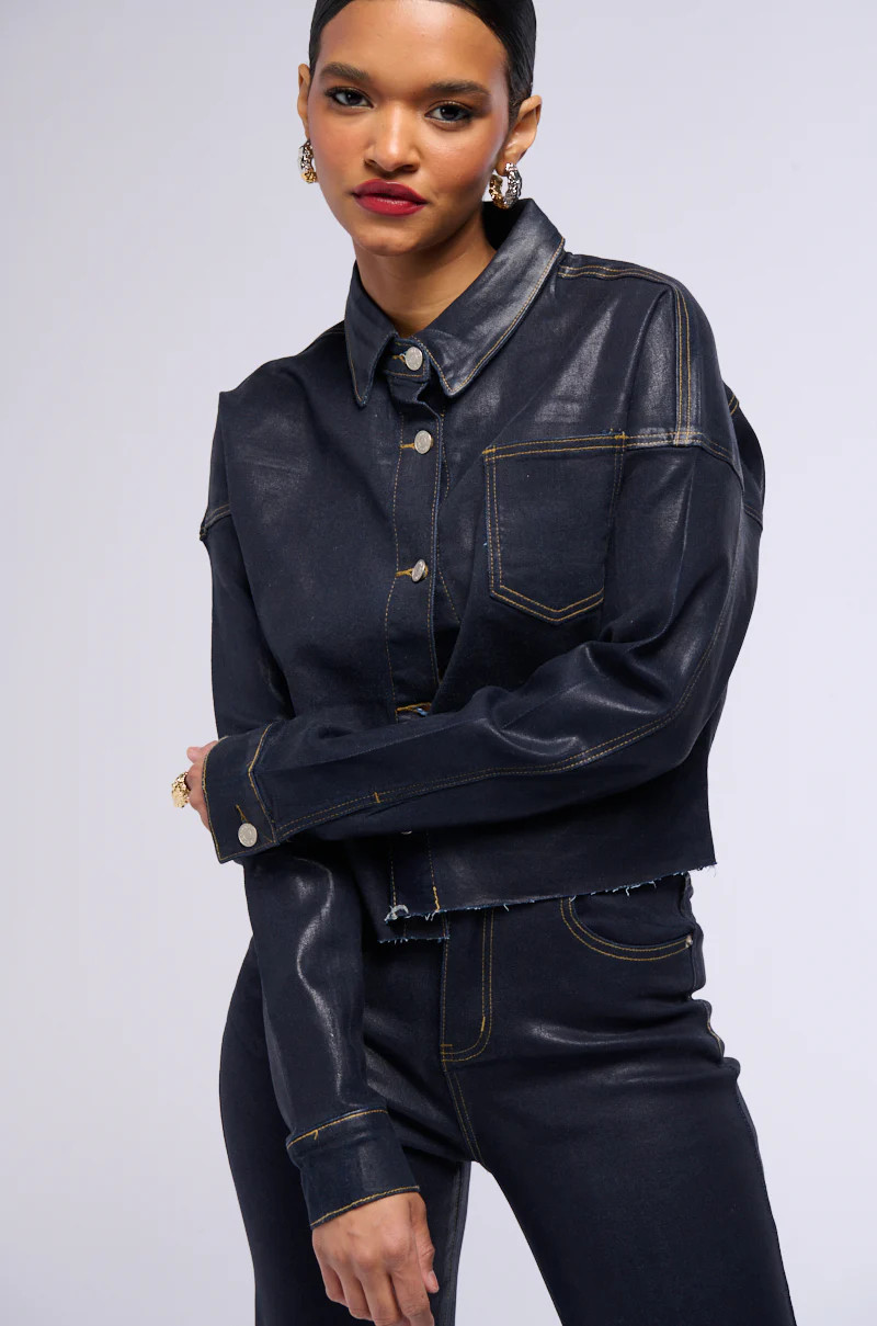 AFTER DARK DENIM BUTTON UP TOP | AKIRA