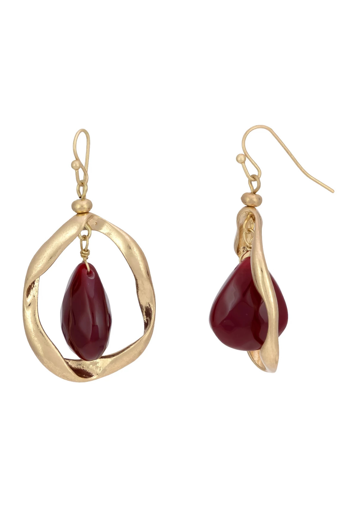 Berry Stone Teardrop Orbital Drop Earrings | Belk