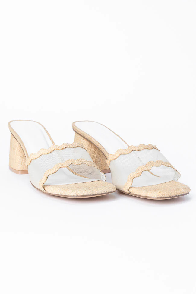 Mia Mesh Scalloped Heels SALE | Pink Lily