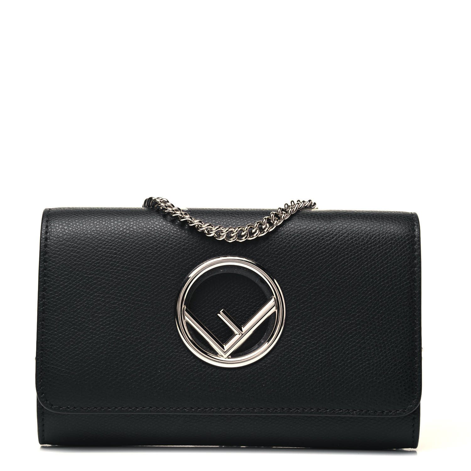 FENDI Grained Calfskin F is Fendi Wallet on Chain Black | FASHIONPHILE | Fashionphile