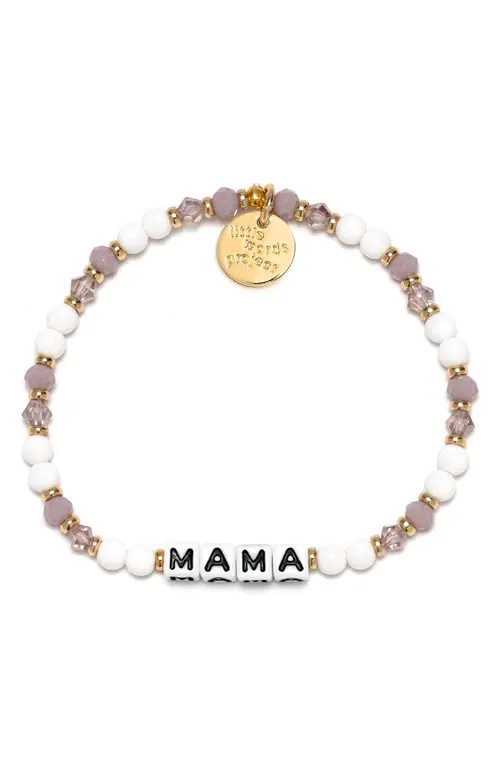 Little Words Project Mama Beaded Stretch Bracelet in Lavender/White at Nordstrom, Size Small | Nordstrom