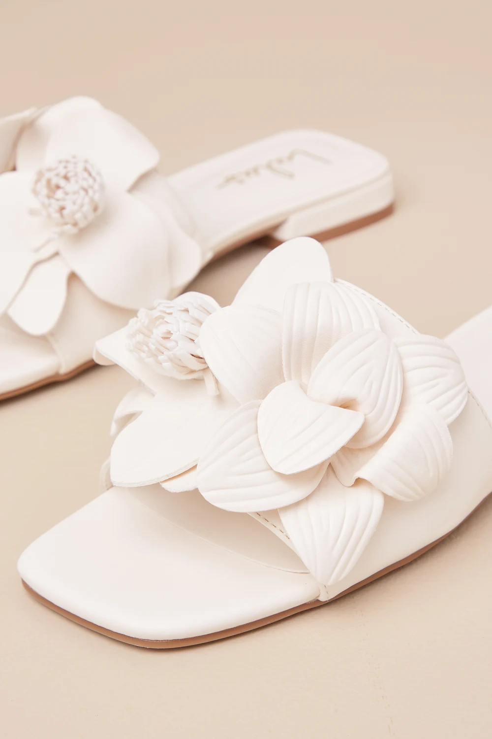 Reggina Bone Flower Square-Toe Slide Sandals | Lulus