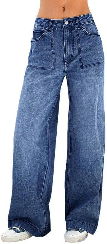 EMMIOL Women's Wide Leg Jeans Baggy Jeans Mid Waist Stretch Boyfriend Denim Pants Vintage Trouser... | Amazon (US)