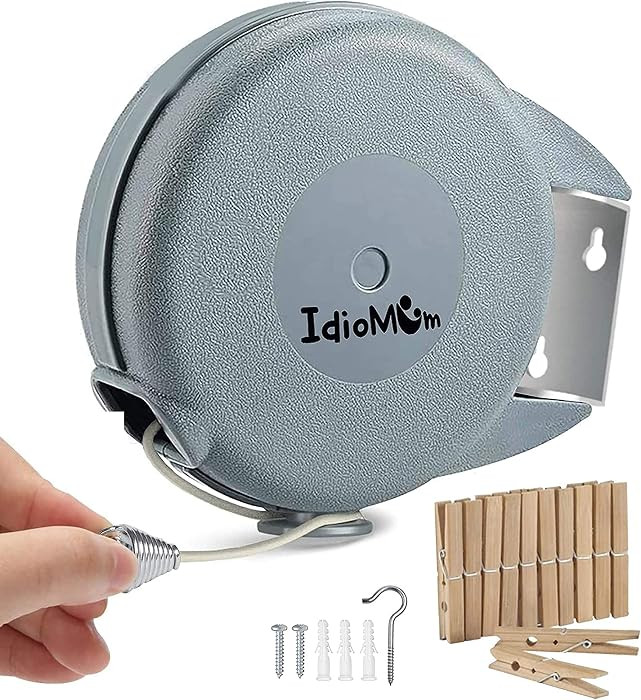 Retractable Clothesline Indoor Outdoor Heavy Duty 40 Feet - PVC Clothes Line Retracting - Clothes... | Amazon (US)