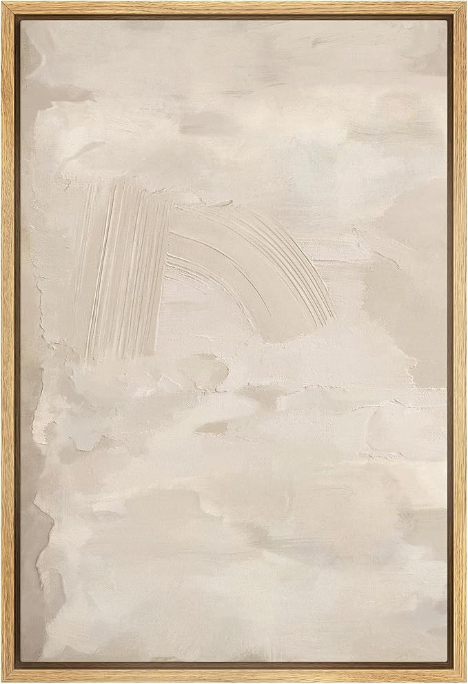 SIGNFORD Framed Canvas Print Wall Art Rustic Tan Paint Stroke Landscape Abstract Shapes Illustrat... | Amazon (US)