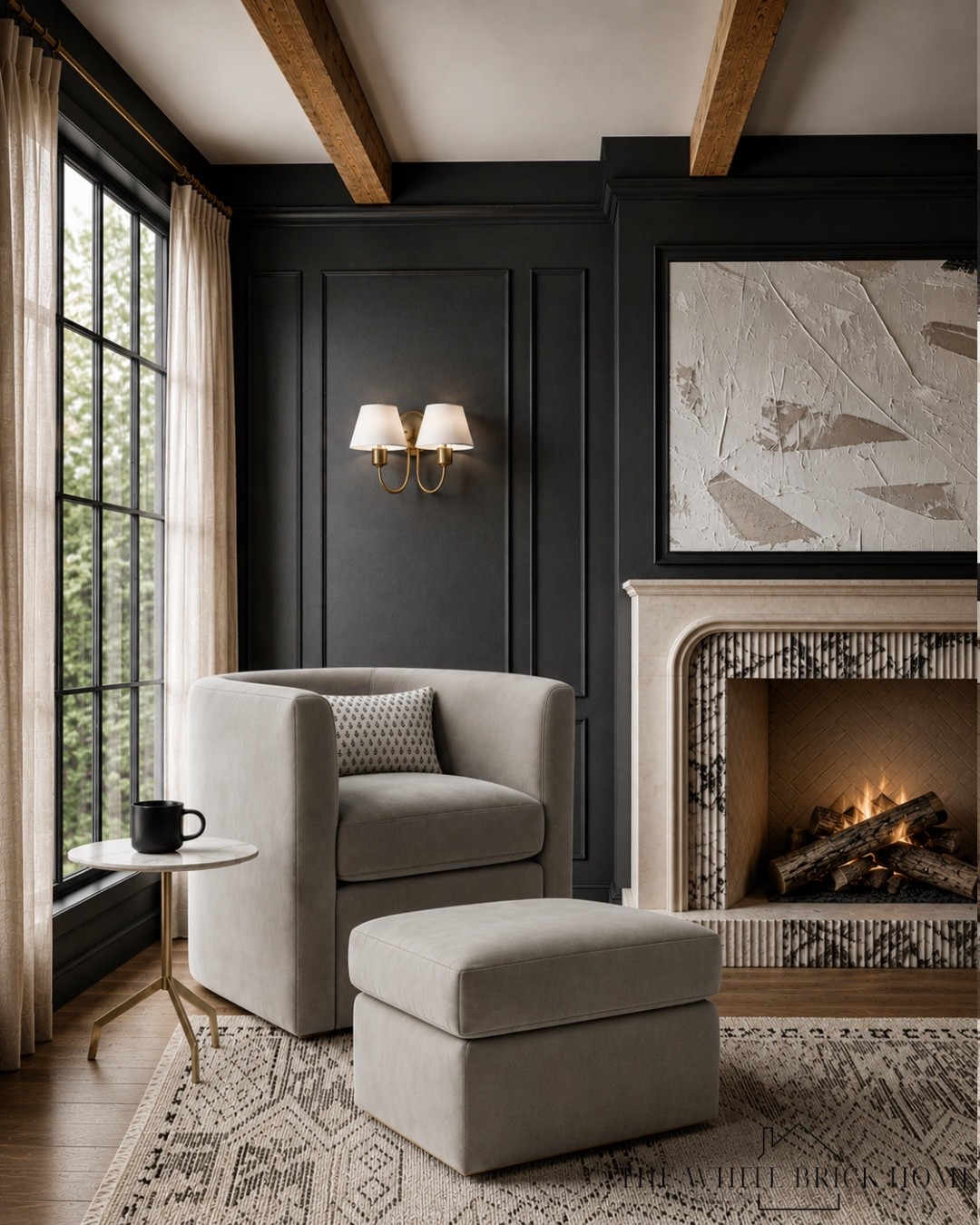 A cozy modern retreat with millwork, dark walls, and a statement fireplace - proving that timeless design is all about rich textures and thoughtful details. 

Living room, living room design, living room decor, living room chair, living room fireplace, living room decor, furniture, accent chair, side table, fireplace, wall sconces, home decor, home design, living room design, living room rug, target rug, living room decor ideas, frame tv, McGee and co, target, Etsy, wayfair

#LTKHome #LTKSeasonal #LTKSaleAlert