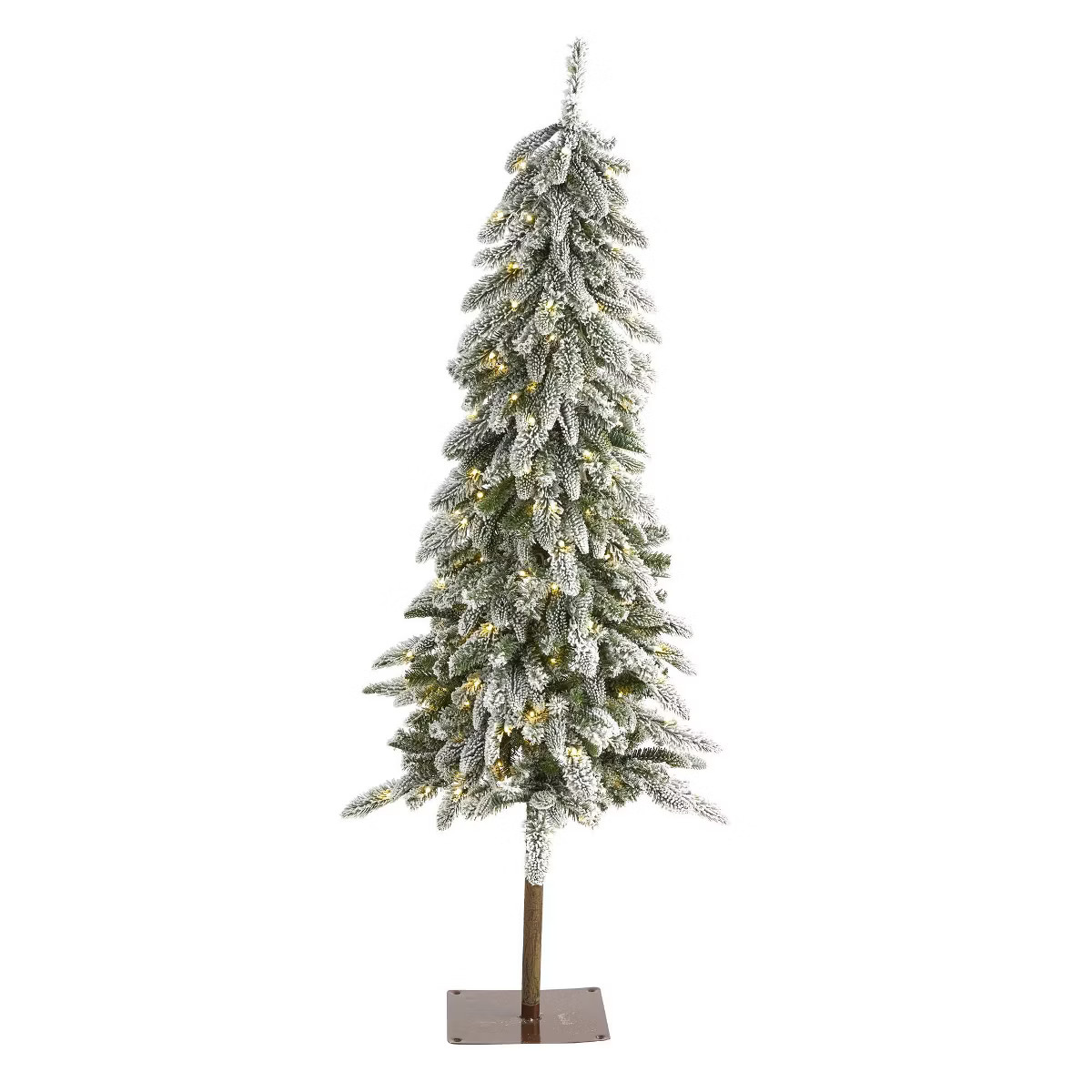 5.5ft Nearly Natural Pre-Lit LED Flocked Washington Alpine Artificial Christmas Tree Warm White L... | Target