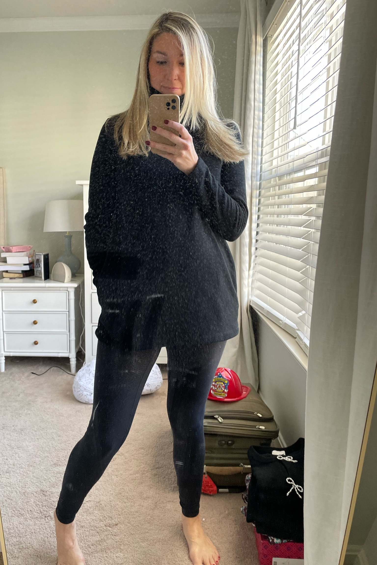 Cold days WFH outfit. I sized up in the Cobble Hill Dudley Stephens top to fit the bump - it’s half off today! 

#momuniform #bumpoutfits #wfh

#LTKSaleAlert #LTKActive
